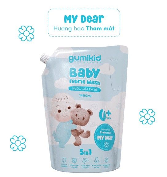 Túi nước giặt trẻ em hương hoa thơm mát Gumikid 1400ml 