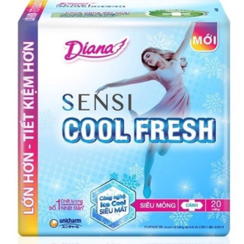  Băng vệ sinh Diana Sensi Cool Fresh siêu mỏng cánh 8 miếng 