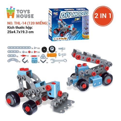  Bộ đồ chơi lắp ghép 3D mô hình xe cẩu, máy xúc 120 chi tiết TLH-14 Toys House 