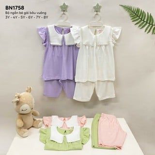  Bộ ngắn bé gái bâu vuông 1758 - HELLO BnB 