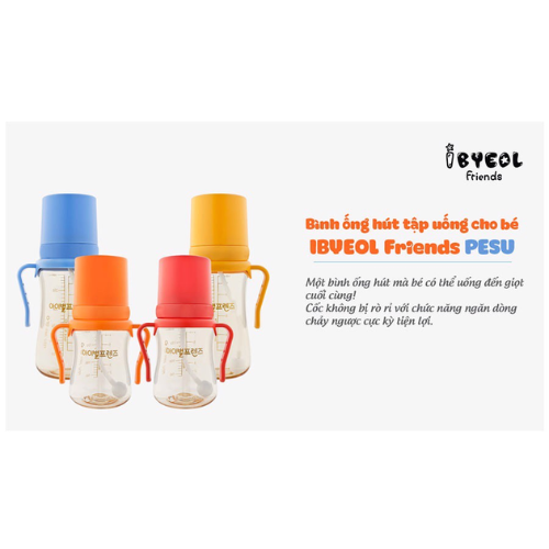 Bình ống hút tập uống cho bé IBYEOL Friends PESU (200ml) 