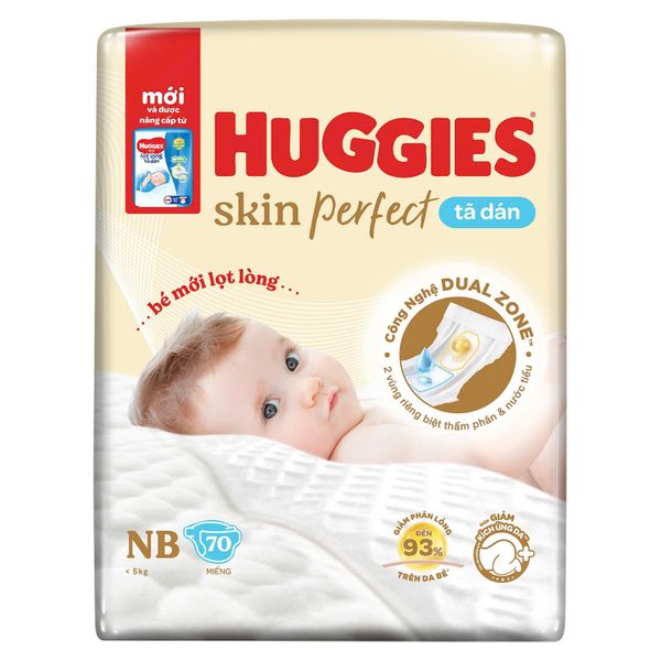  Tã dán Huggies Skin Perfect size NB 70 miếng (dưới 5kg) 