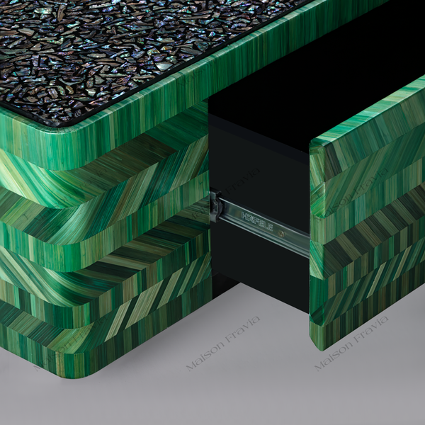  Bàn trà Sơn Mài Cẩn Rơm Pháp 