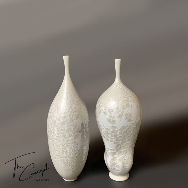  Bình Decor Đủ Sài Men Gốm Kết Tinh Trắng 