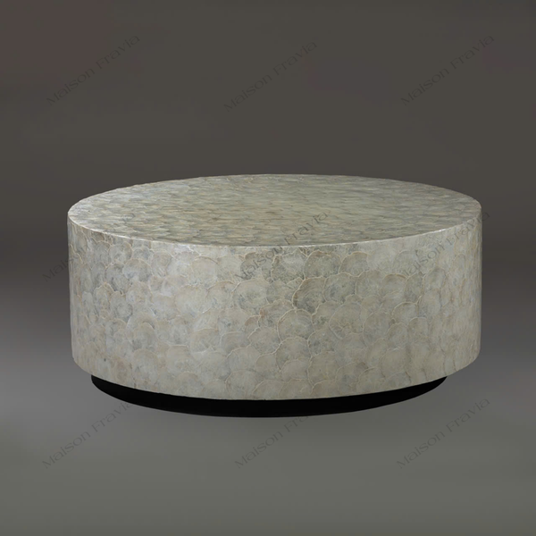  BÀN TRÀ KHỐI TRÒN MERMAID CHÂN GỖ SƠN ĐEN 