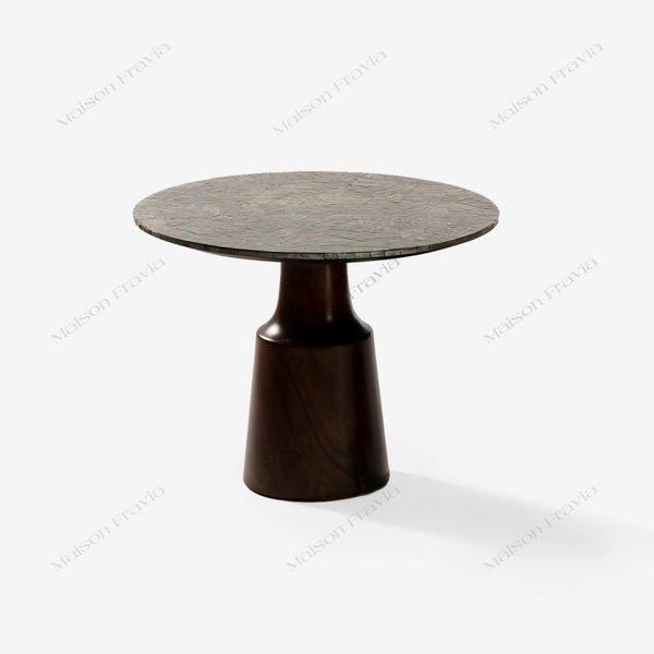  Bàn Trà Khảm Trai Kaleidoscope - Chân Trụ Gỗ Tự Nhiên 