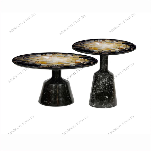  Bàn cẩn sừng cao cấp Luxxy Horn Tea Table - Chân trụ đá tự nhiên 