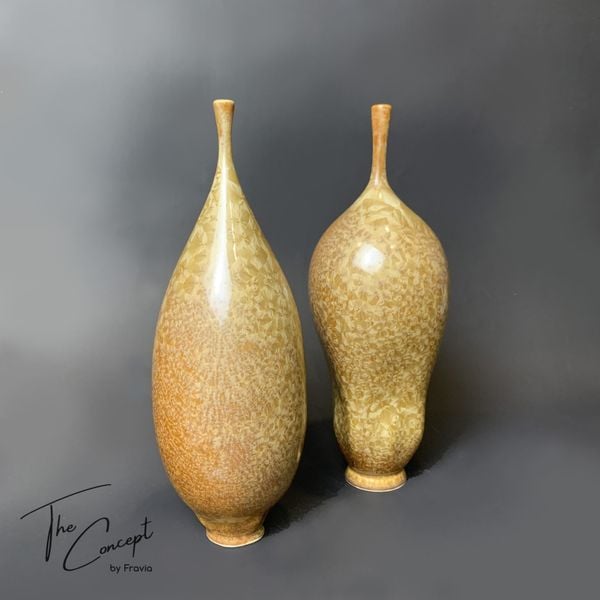  Bình Decor Đủ Sài Men Gốm Kết Tinh Ánh Vàng 