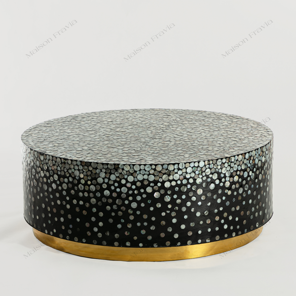  BÀN TRÀ KHẢM TRAI SNOWFLAKES MOON INOX VÀNG 