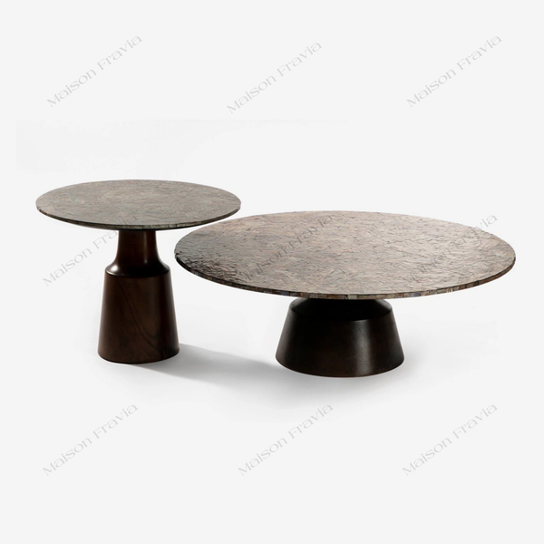  Bàn Trà Khảm Trai Kaleidoscope - Chân Trụ Gỗ Tự Nhiên 