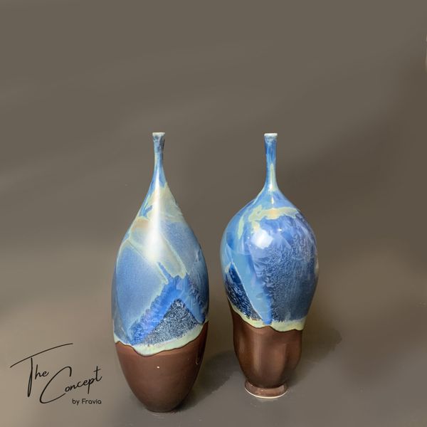  Bình Decor Đủ Sài Men Gốm Kết Tinh Xanh Nâu 