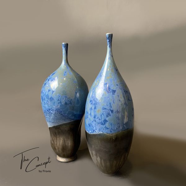  Bình Decor Đủ Sài Men Gốm Kết Tinh Hoa Xanh 