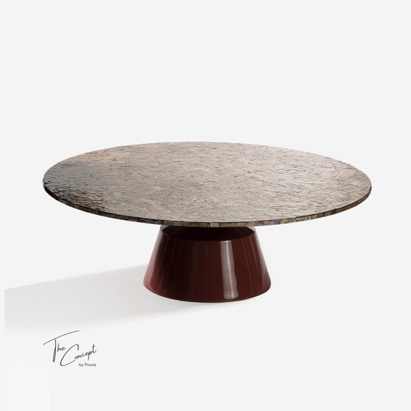  Kaleidoscope Mother-of-Pearl Shell Mosaic Coffee Table - Composite Leg 