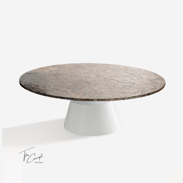  Kaleidoscope Mother-of-Pearl Shell Mosaic Coffee Table - Composite Leg 