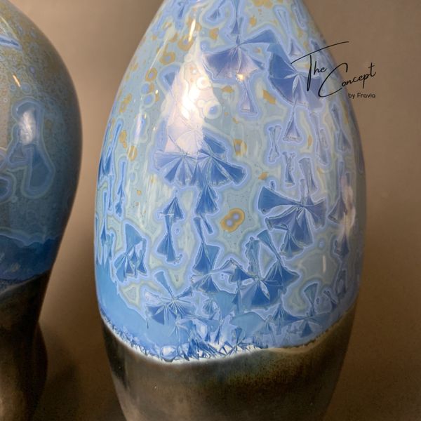  Bình Decor Đủ Sài Men Gốm Kết Tinh Hoa Xanh 