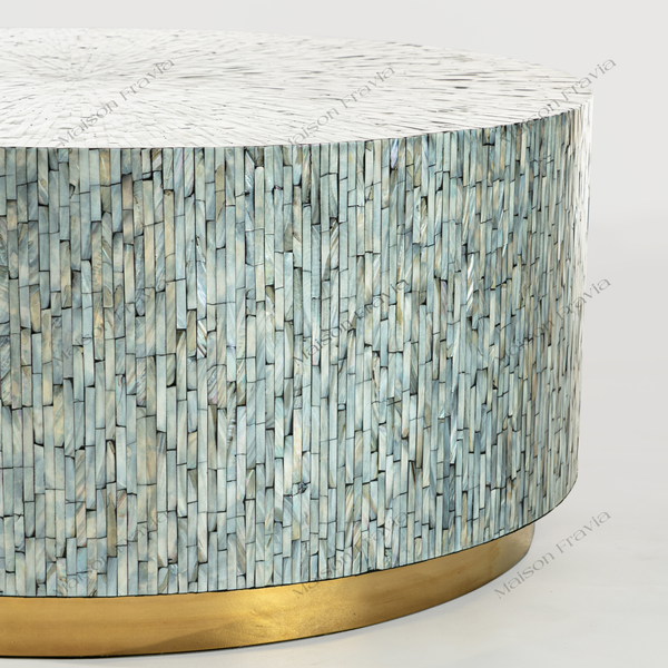  BÀN TRÀ KHẢM TRAI LE SOLEIL MOON INOX VÀNG 