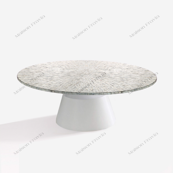  Bàn Trà Khảm Trai Le Soleil -  Chân Trụ Composite 