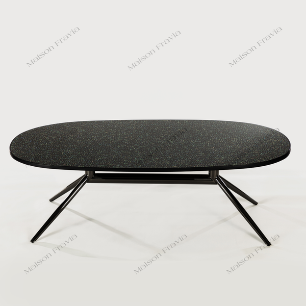  BÀN TRÀ SƠN MÀI KHẢM TRAI GLITTER - CHÂN INOX NHẬP KHẨU 