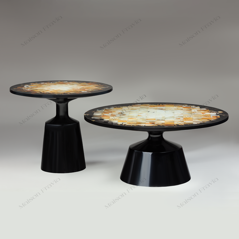 Bàn cẩn sừng cao cấp Luxxy Horn Tea Table - Chân trụ Fiberglass