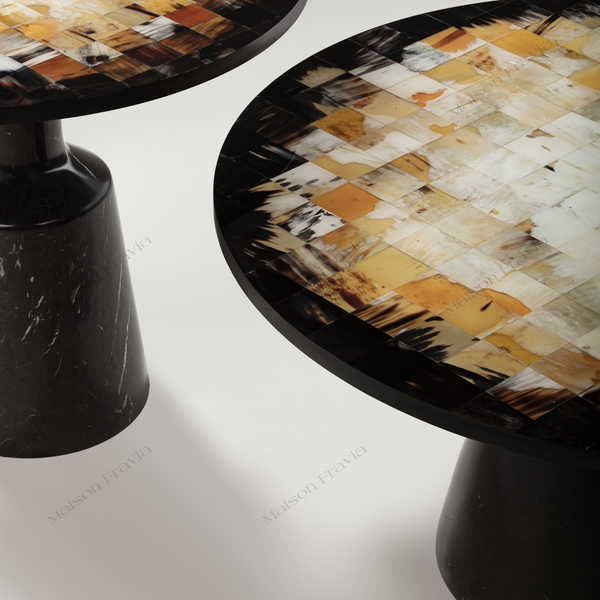  Bàn cẩn sừng cao cấp Luxxy Horn Tea Table - Chân trụ đá tự nhiên 