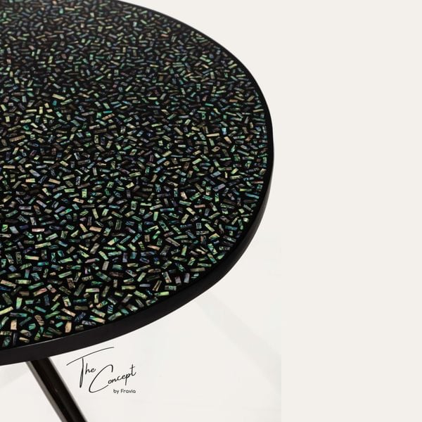  BÀN TRÀ SƠN MÀI KHẢM TRAI GLITTER - CHÂN INOX NHẬP KHẨU 