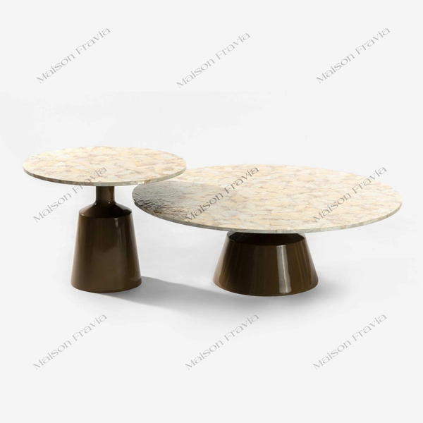  Bàn Trà Khảm Trai Prisma - Chân Trụ Composite 