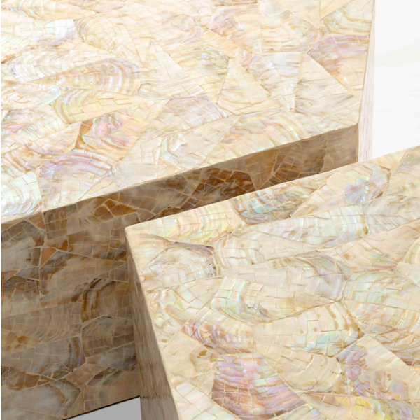  Hexagon Prisma Mother-of-Pearl Shell Mosaic Coffee Table 