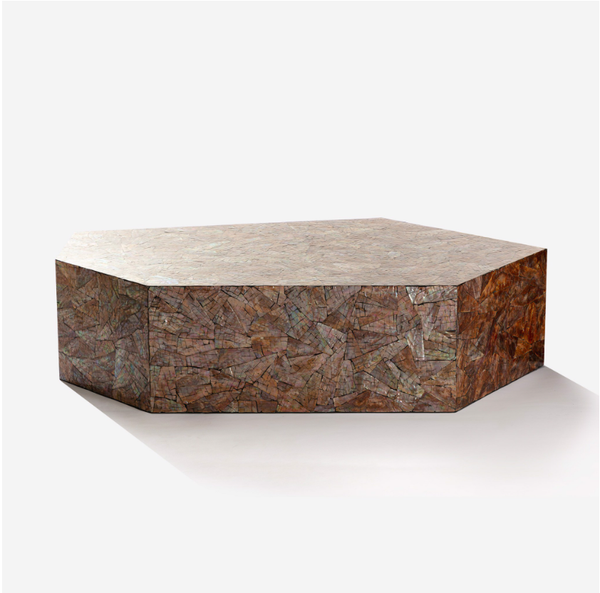  Hexagon Kaleidoscope Mother-of-Pearl Shell Mosaic Coffee Table 