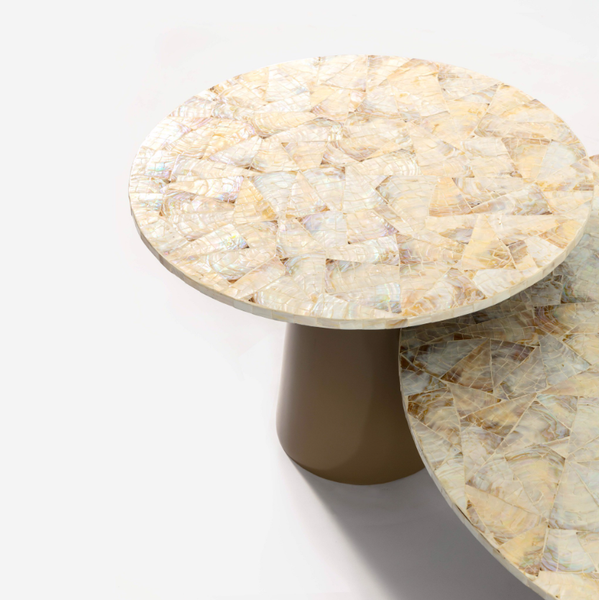  Prisma Mother-of-Pearl Shell Mosaic Coffee Table - Composite Leg 
