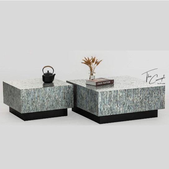  Square Le Soleil Mother-of-Pearl Shell Mosaic Coffee Table 