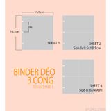  [A5 3 lỗ] Sheet lẻ 3 lỗ cho Binder A5 lùn bìa nhũ 3 còng. 3 loại sheet 