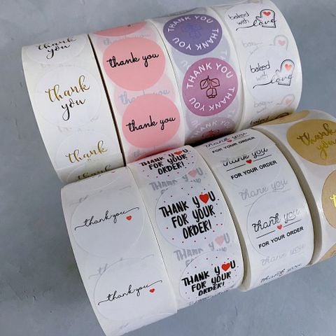  50- 500 nhãn dán Sticker cảm ơn dành cho shop bán hàng, size 2.5cm. Chỉ việc gỡ ra dán. Có loại ép kim rất đẹp 