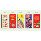  BỘ 5 CHIẾC BAO LÌ XÌ TẾT chủ đề XUÂN ĐẠI CÁT, TẾT VẠN YÊU THƯƠNG 