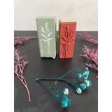  1 cái mộc hoa lá 68x28x23mm dùng đóng mộc trang trí hình hoa 