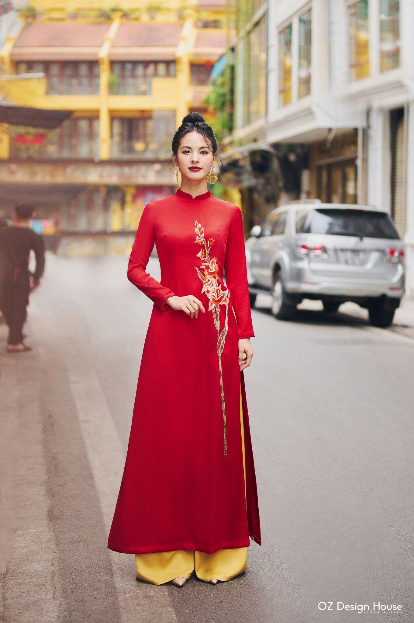 Váy chữ A cổ tàu phối họa tiết kẻ caro ống tay Váy Công Sở #39 Váy chữ A cổ tàu phối họa tiết kẻ caro ống tay Váy Công Sở