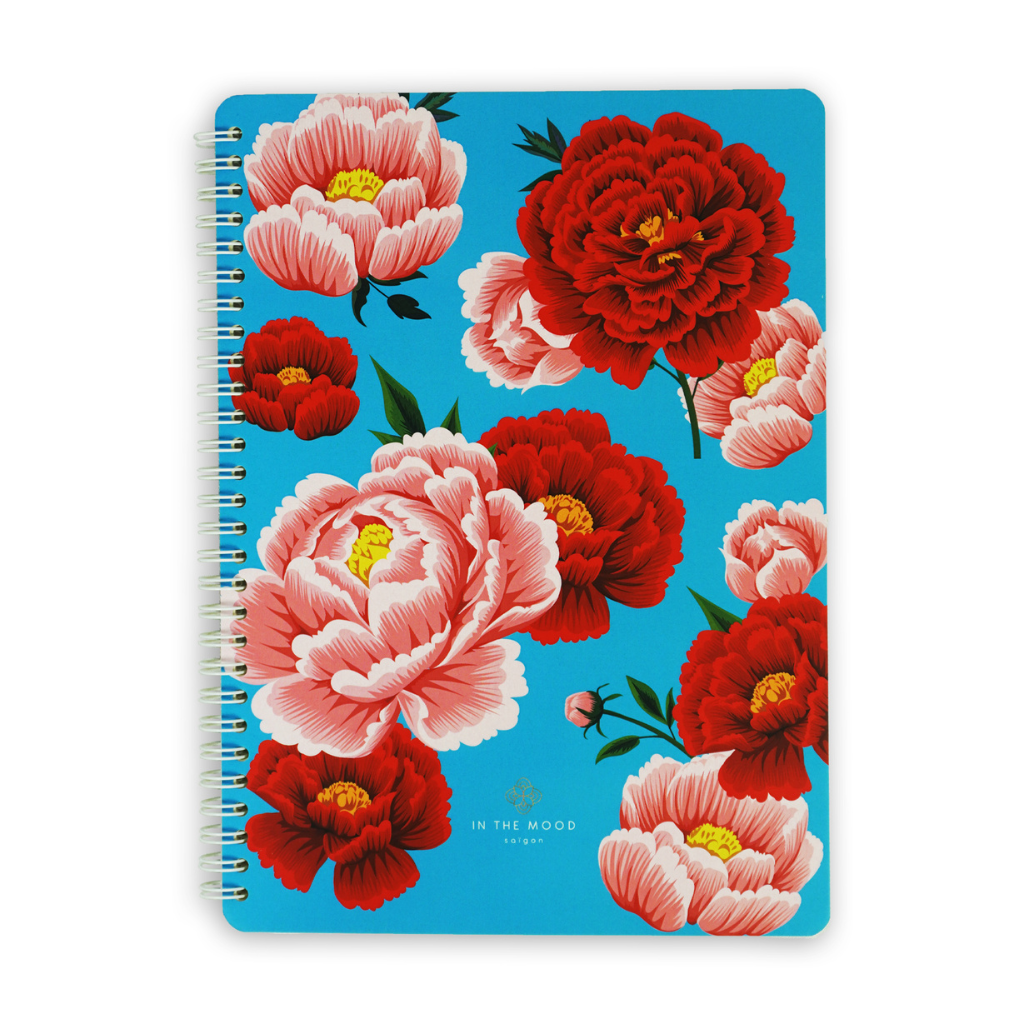  In the Mood Saigon Peonies Notebook - Blue 