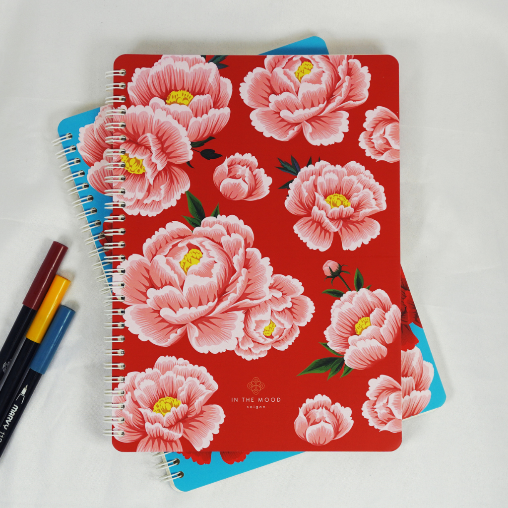  In the Mood Saigon Peonies Notebook - Red 