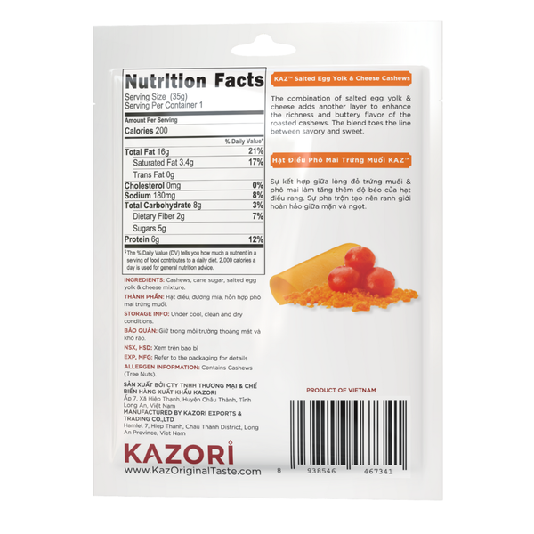  Kazori Salted Egg and Cheese Cashews - 35 Grams 