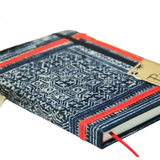  Pieu Brocade Notebook - Beeswax Batik Drawing - Blue 