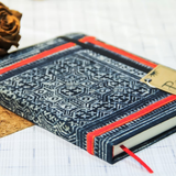  Pieu Brocade Notebook - Beeswax Batik Drawing - Blue 