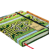  Pieu Brocade Notebook - Beeswax Batik Drawing - Green 