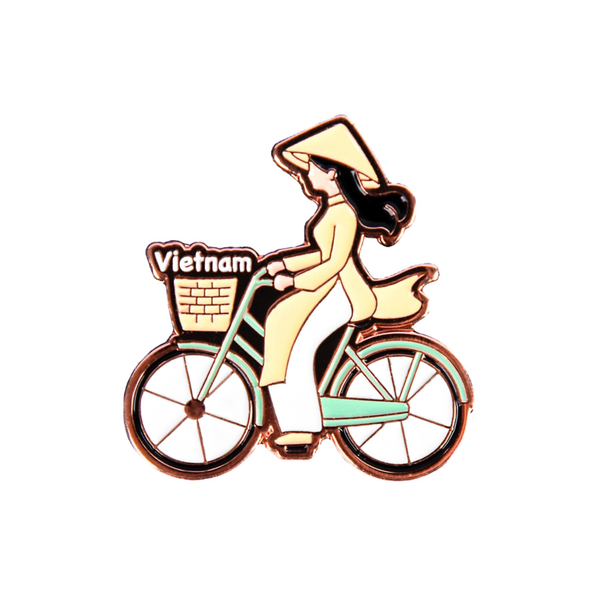  Saigonir Metal Lapel Pin - Bicycle Ao Dai 