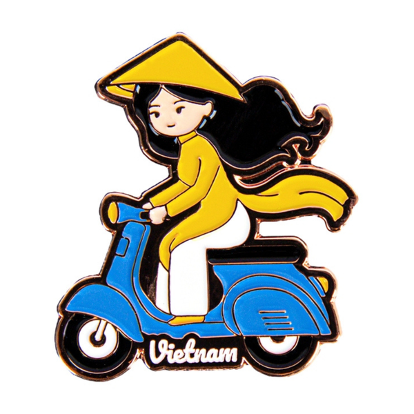  Saigonir Metal Lapel Pin - Motorcycle Ao Dai 