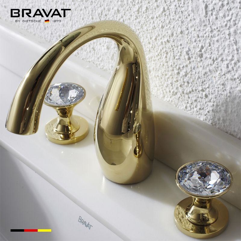  Two Handles 3-hole Basin Mixer (Golden) F24287G-ENG 