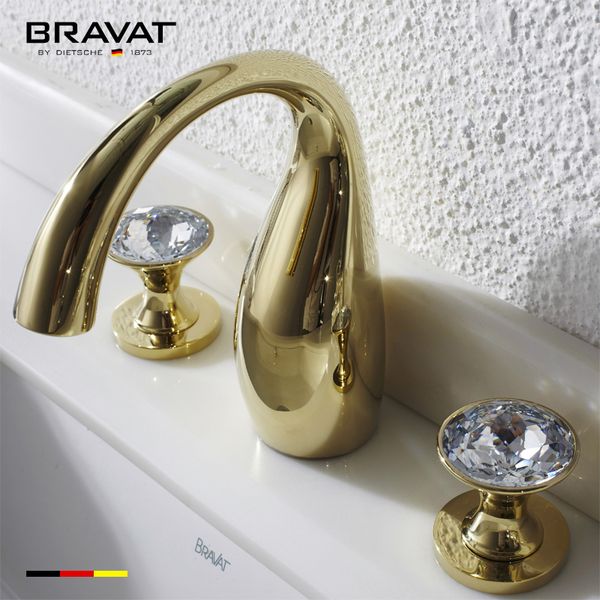 Two Handles 3-hole Basin Mixer (Golden) F24287G-ENG