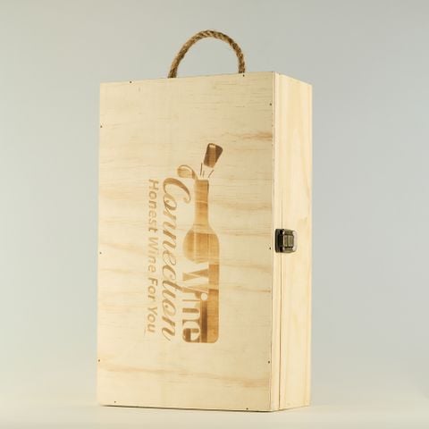 Hộp gỗ đưng Vang 02 chai 35x20x10cm, gỗ thông 10ly, đẹp, sang trọng - 1