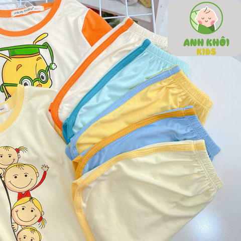  AKFNT05 - Bộ quần áo ngắn tay vải thun lạnh co giãn tốt cho bé trai/bé gái 