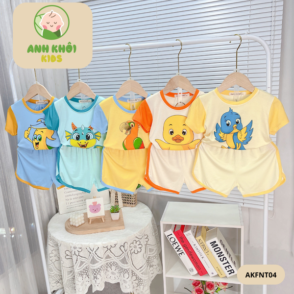  Set 5 bộ ngắn tay 5 màu Size 80 cho bé trai/bé gái AKFNT04 