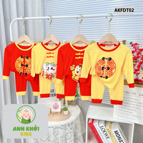  Set 4 bộ quần áo dài tay Size 100 bé trai/bé gái ngày tết - AKFDT02 