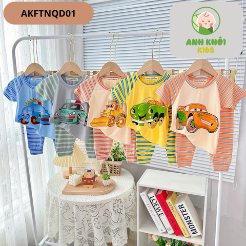  Set 5 bộ quần dài ngắn tay 5 màu Size 90 cho bé trai/bé gái AKFTNQD01 
